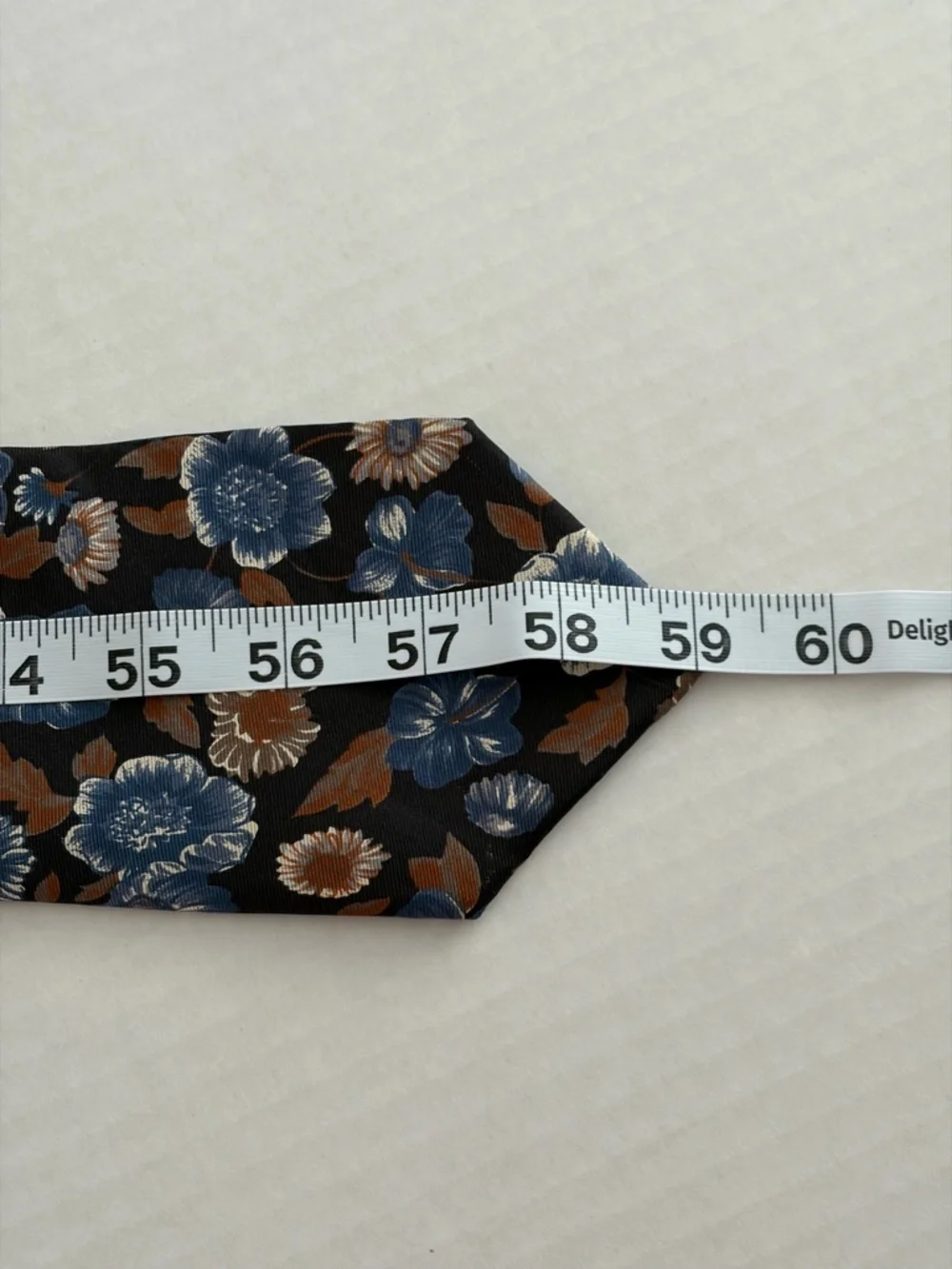 Vintage Floral Silk Tie Made USA Blue Brown Italian Silk Necktie